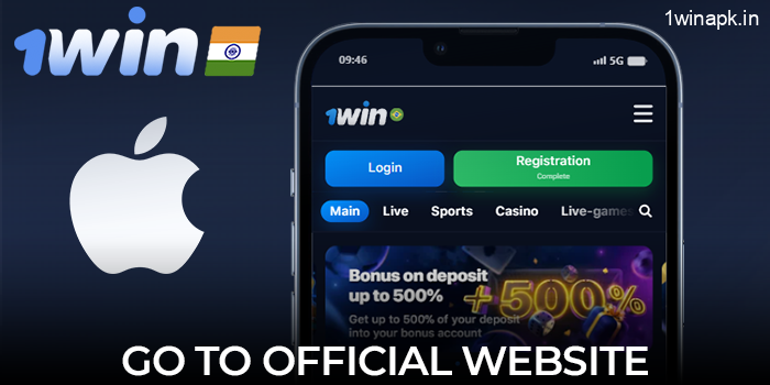 Visit the official 1Win website on your iOS device